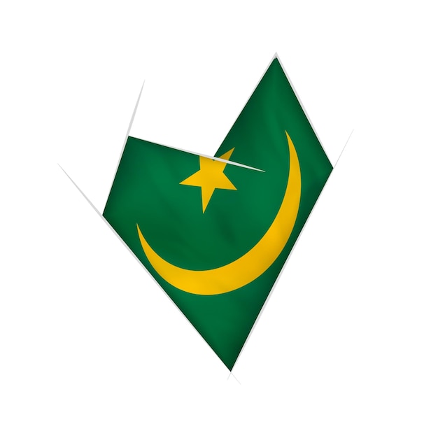 Sketched crooked heart with Mauritania flag