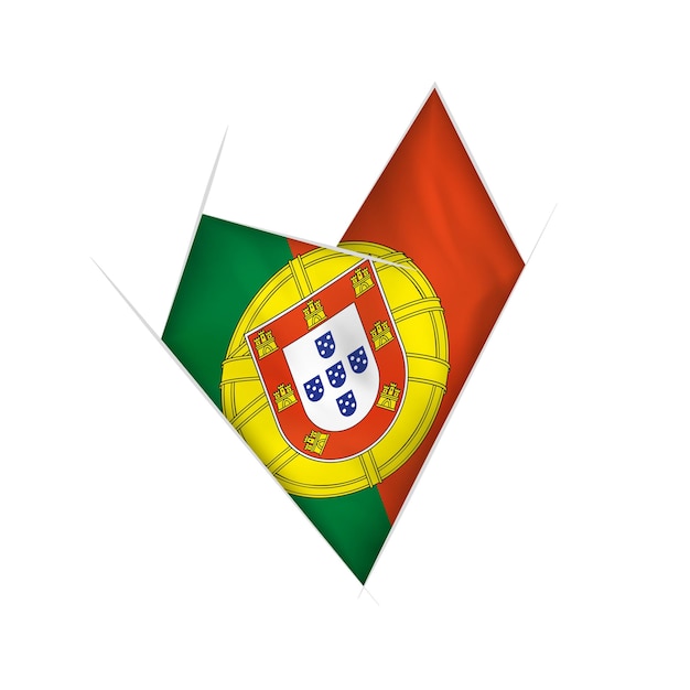 Sketched crooked heart with Portugal flag