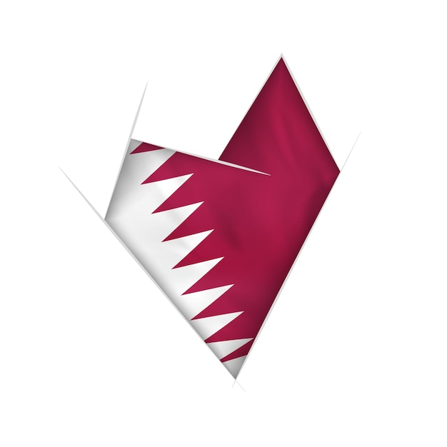 Sketched crooked heart with Qatar flag