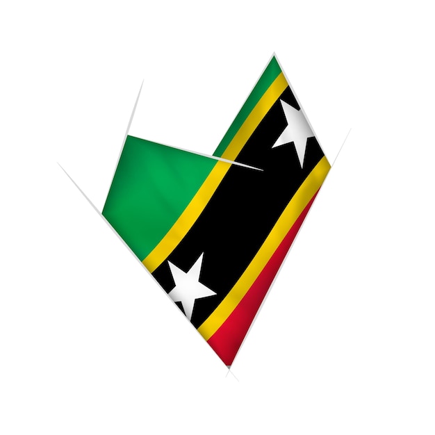 Sketched crooked heart with Saint Kitts and Nevis flag