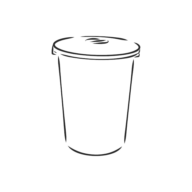 Vector sketched empty trash bin desktop icon  trash can vector sketch illustration