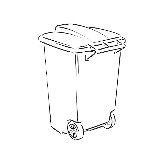 Sketched empty trash bin  trash can vector sketch illustration