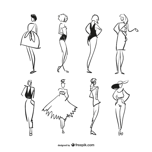 Sketched fashion models collection