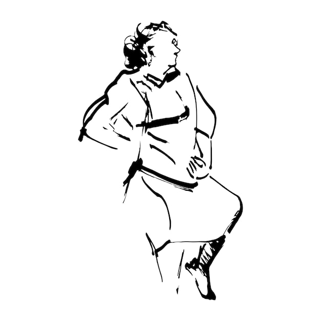 Sketched Person Hand Drawn Illustration Of A Grown Woman Dancing