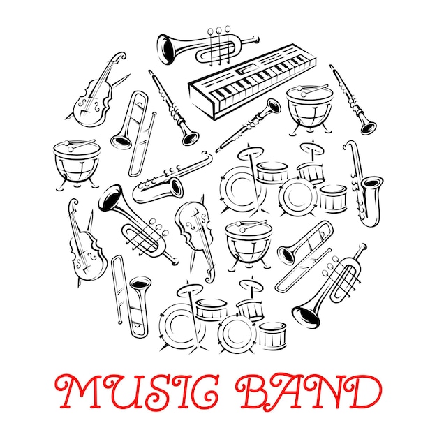 Sketched sound instruments for musical band