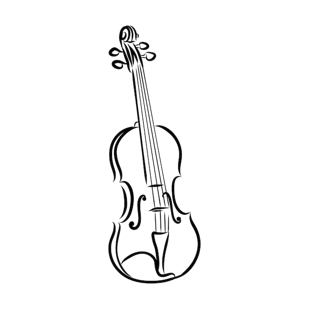 Violino abbozzato isolato. logo. illustrazione vettoriale di violino.