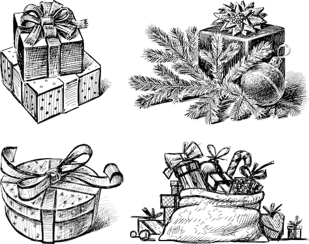 Sketches of collection christmas gifts