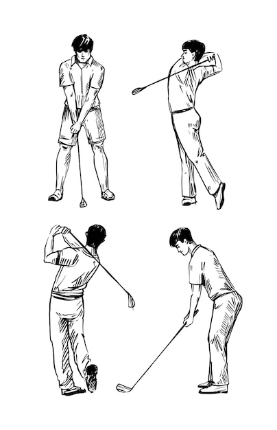 Sketches of golf players. vector sketch illustration