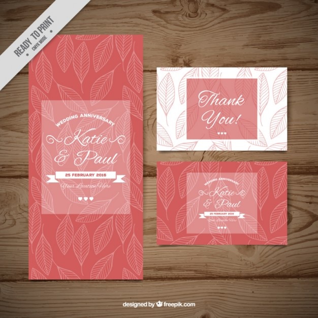 Vector sketches leaves wedding invitation