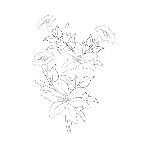 Sketches of natural element for floral design vector in illustration graphic design