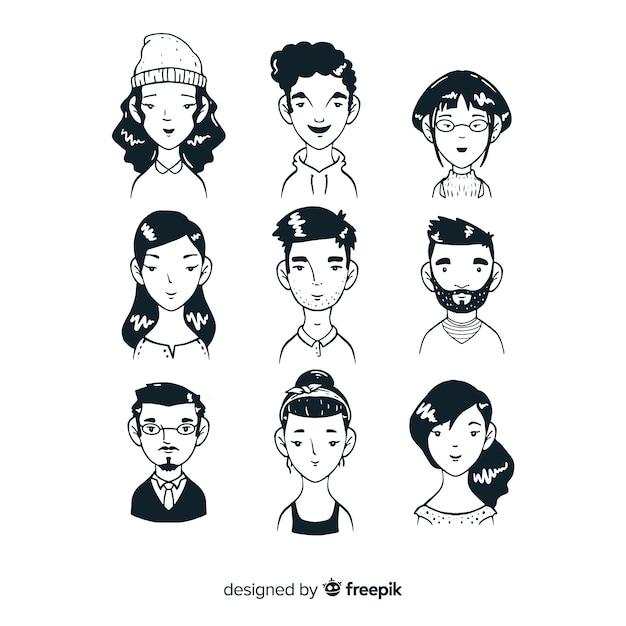 Sketches of people avatar collection