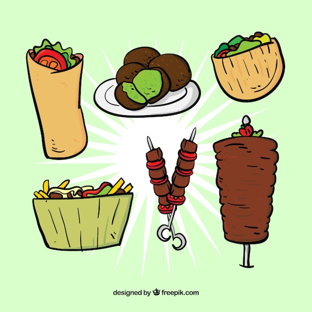 Vector sketches typical arab food set