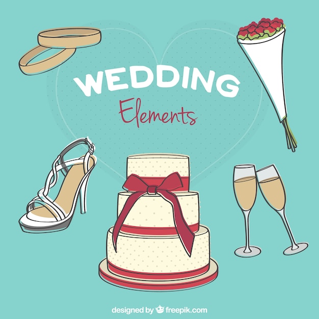 Vector sketches wedding accessories