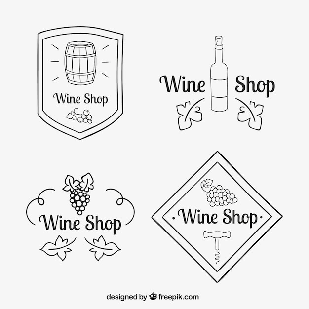 Vector sketches wine logos set