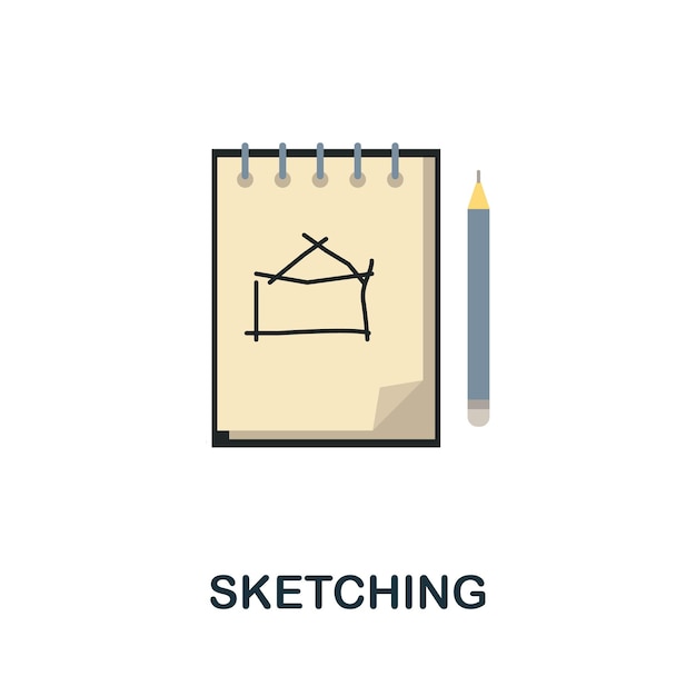 Эскиз плоской иконки Цветной знак из коллекции дизайн-мышления Creative Sketching icon illustration for web design infographics and more