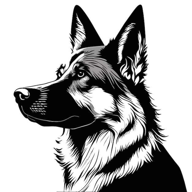 Vector sketching german shepherd front view vector illustration