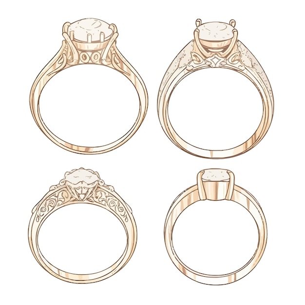 Vector sketching radiance stunning solitaire rings crafted with love