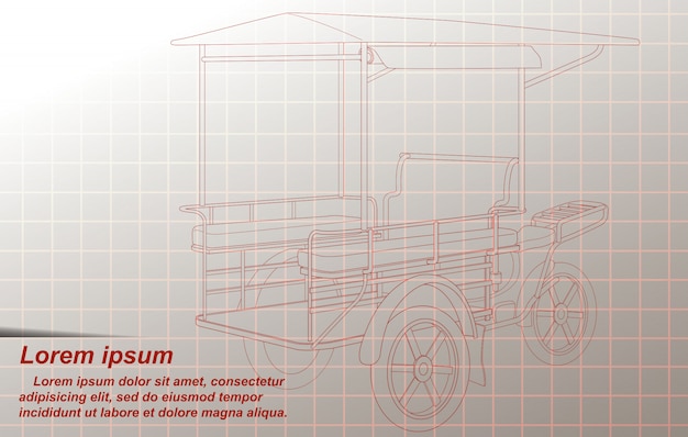 Sketching of thai freight tricycles.