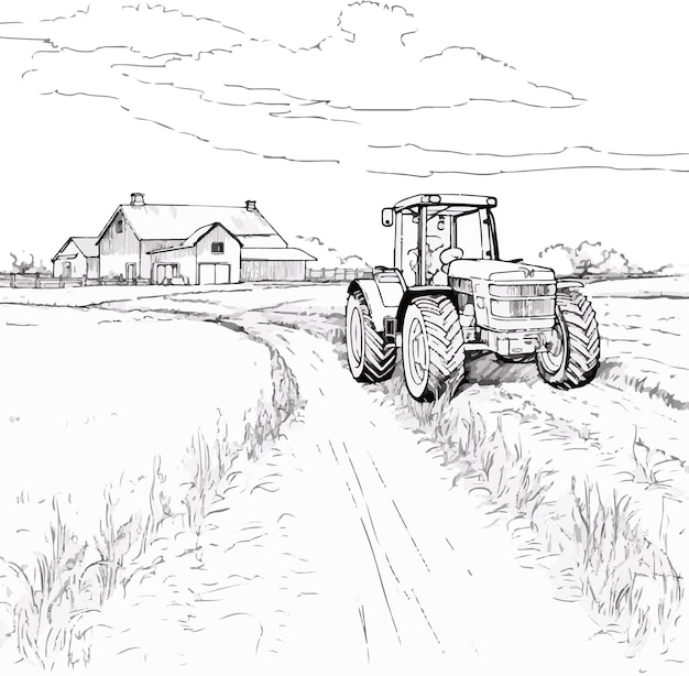 Vector Drawing Primitive Agriculture Peasants Treated Field Illustration  44937872  Megapixl