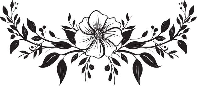 Vector sketchpad blooms hand drawn floral logo artistic botanicals black vector floral design