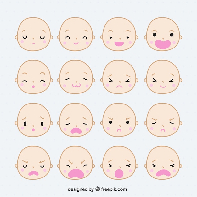 Vector sketchy baby faces