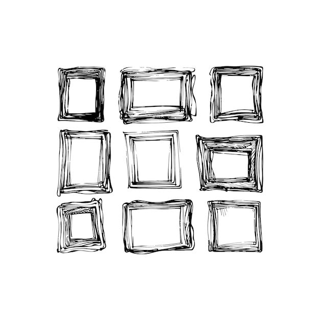 Sketchy black square frames on white background vector illustration design