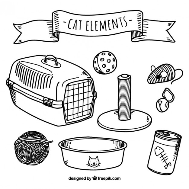 Vector sketchy cat elements collection