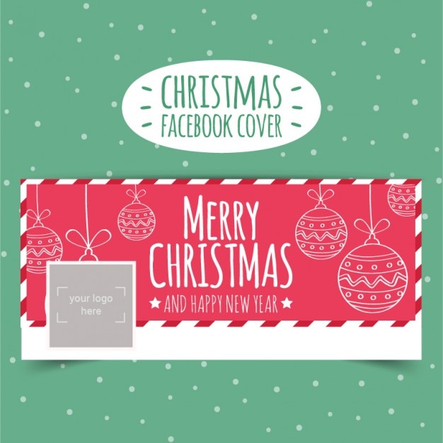 Sketchy christmas facebook cover in red color