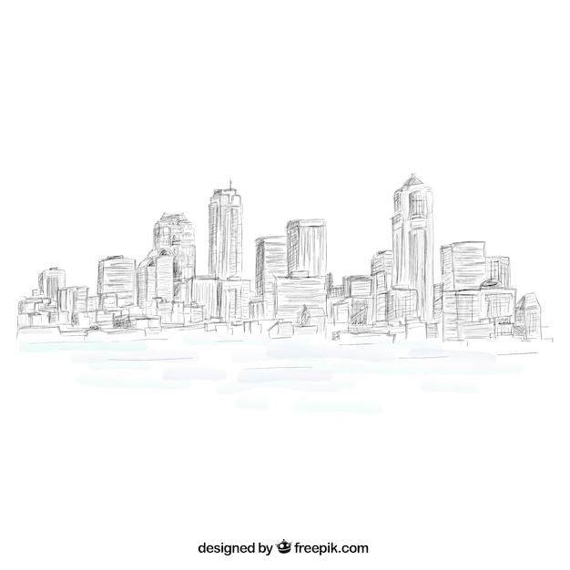 Vector sketchy city skyline