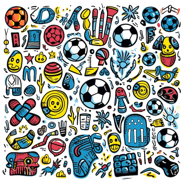 Vector sketchy football elements sketchy soccer elements