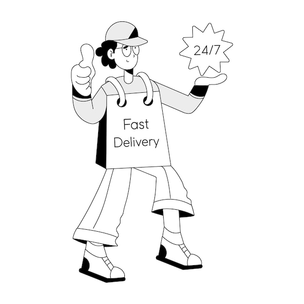 Sketchy illustration of delivery boy