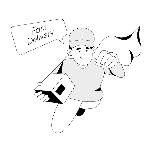 Sketchy illustration of delivery boy