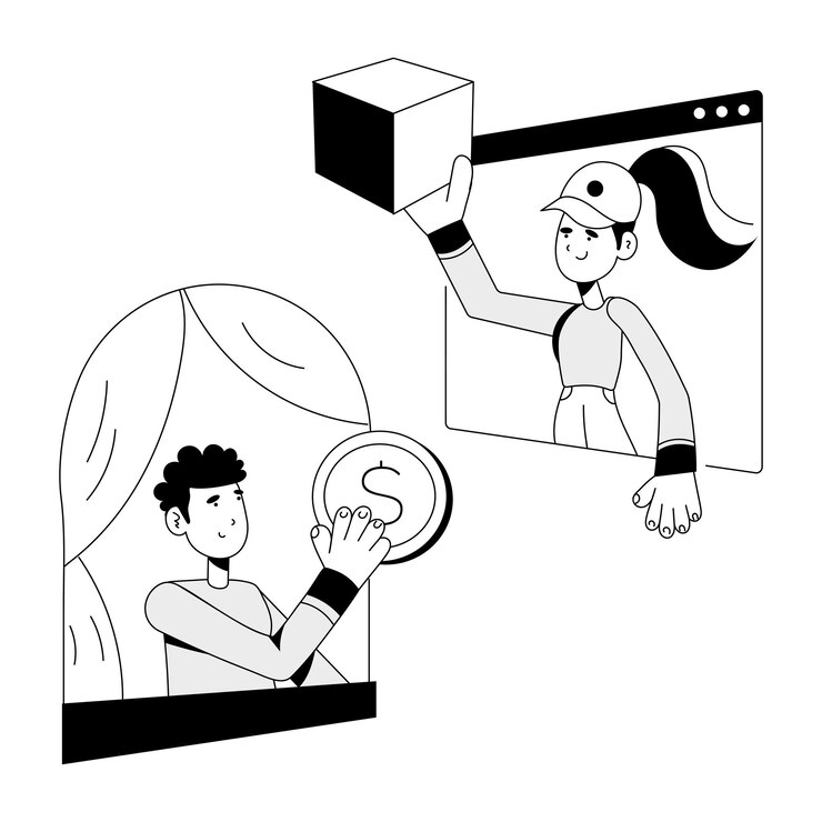 Vector sketchy illustration of online delivery