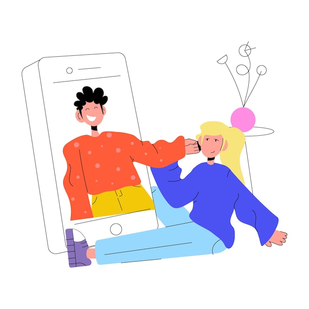 Sketchy illustration of online relationship