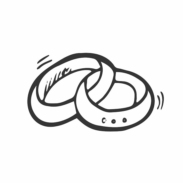 Sketchy illustration of a wedding rings in doodle style