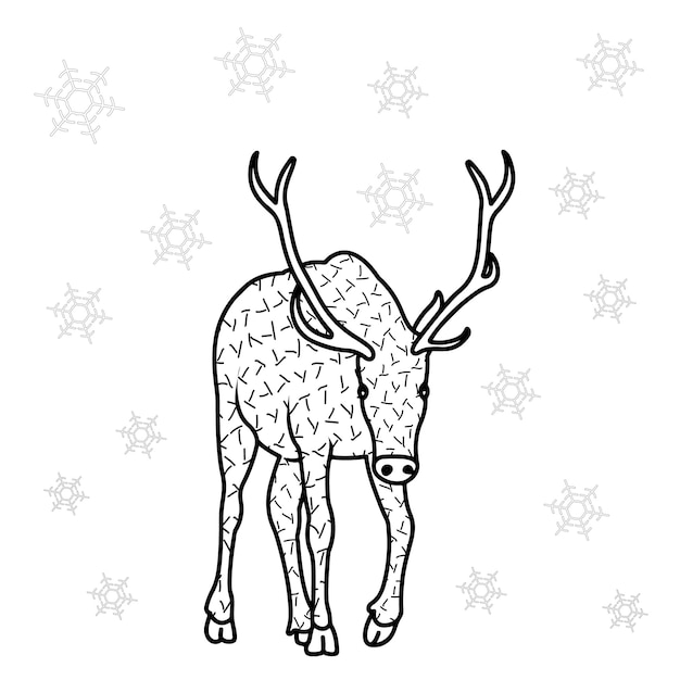 鹿のシルエットのスケッチ画像 クリスマス装飾のドゥードル