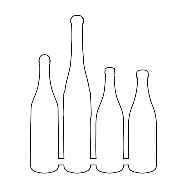 Sketchy image shape of a glass bottle silhouette Alcohol wine whiskey vodka brandy cognac champagne