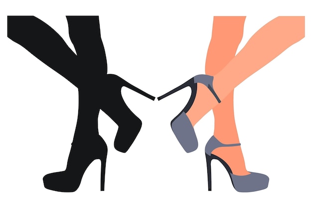 Sketchy image of the silhouette of womens shoes Shoes stilettos high heels