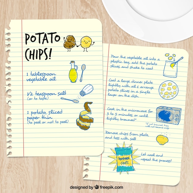 Vector sketchy potato chips recipe