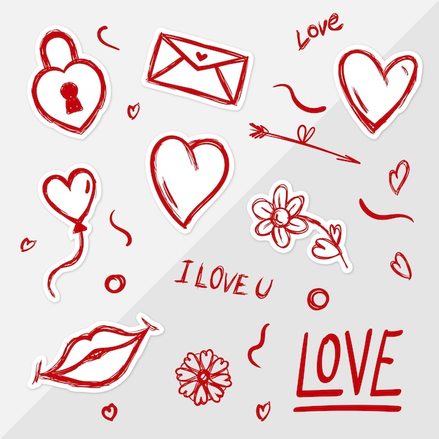 Vector sketchy sticker style resources decorative love