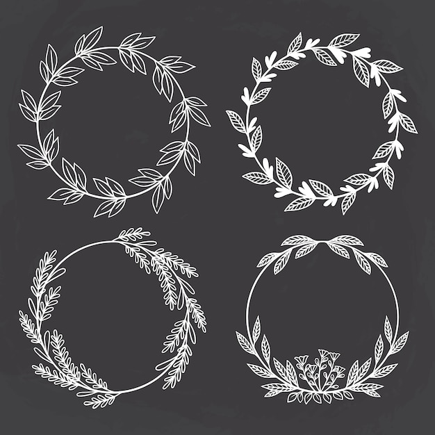 Sketchy style of circle floral. best for wedding invitation or logo