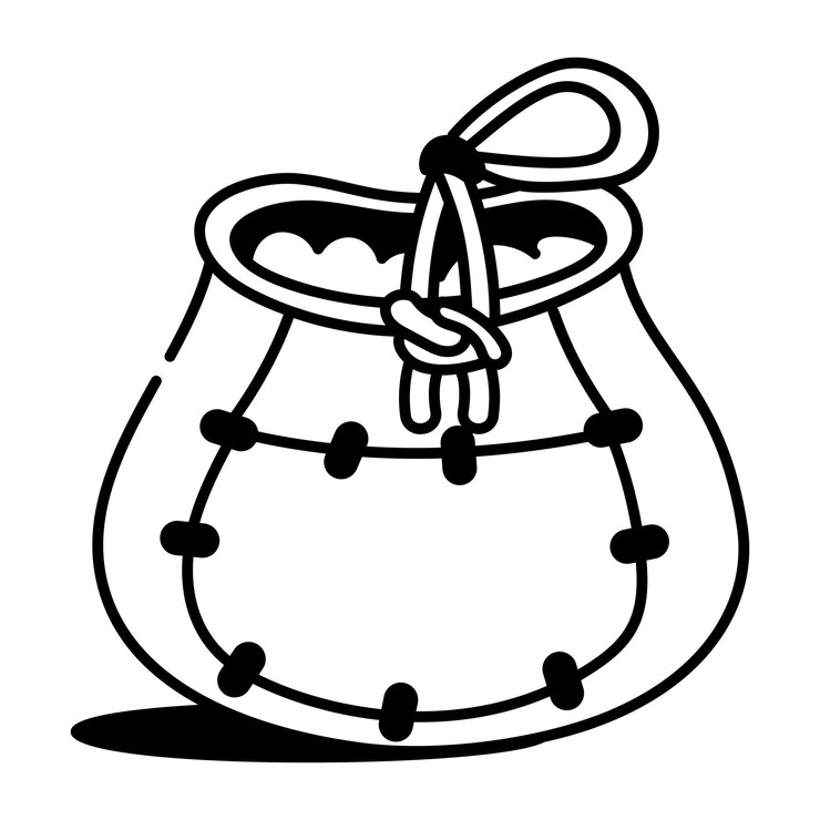 Vector sketchy style icon showing detailed powder pouch design