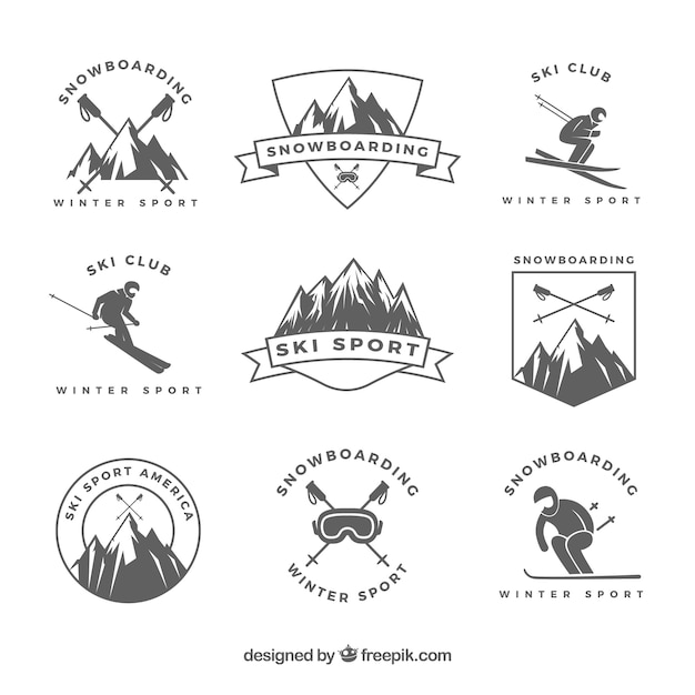 Vector ski badge collection