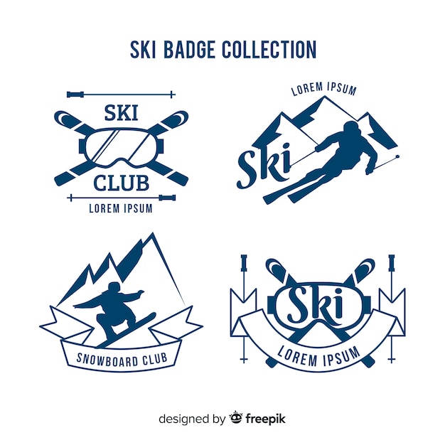 Vector ski badge collection