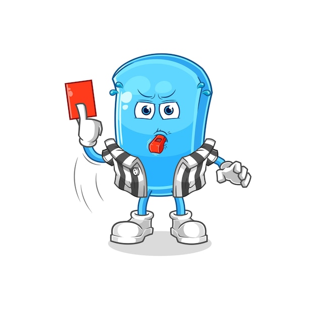 Ski board referee with red card illustration character vector