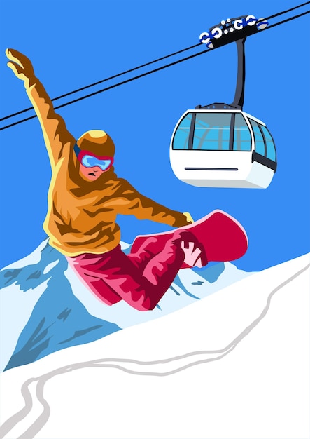 Vector ski- en snowboardillustratie