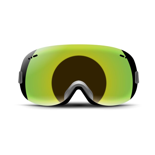 Ski goggles isolated on white. winter glass mask for snow. snowboard protection for face. vintage sunglasses.