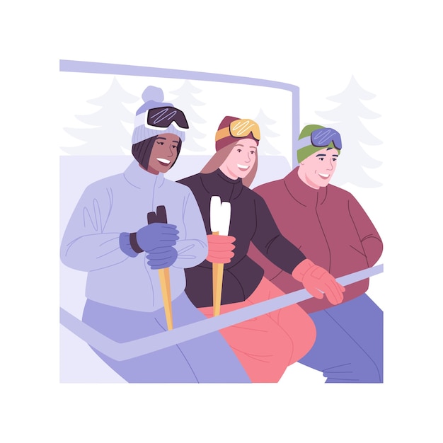 Ski lift isolated cartoon vector illustrations