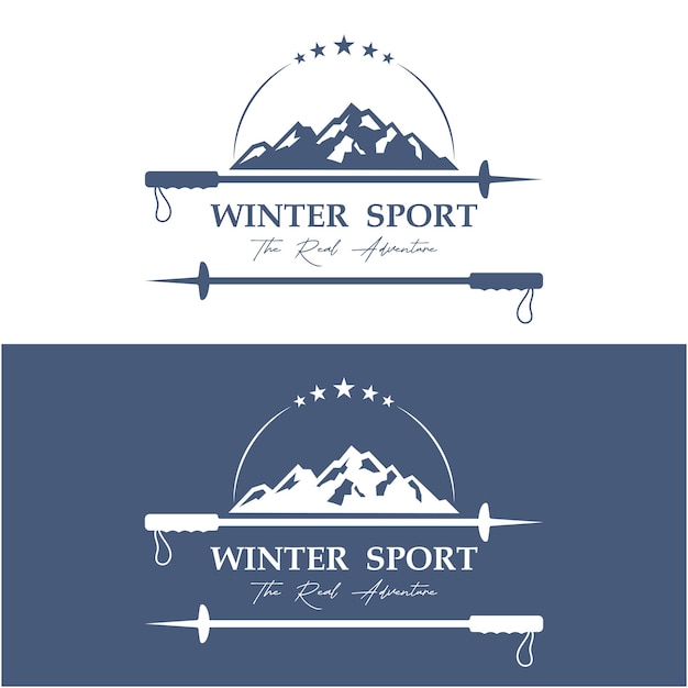 Ski logo vector icon illustration design logo for ski sport adventure club badge and label