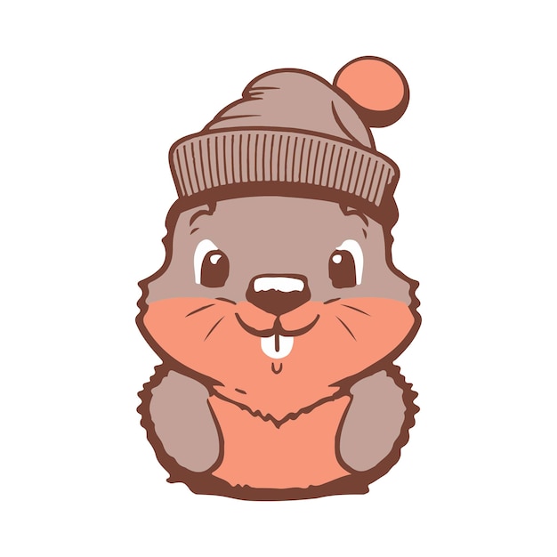 Ski marmote groundhog  with hat winter